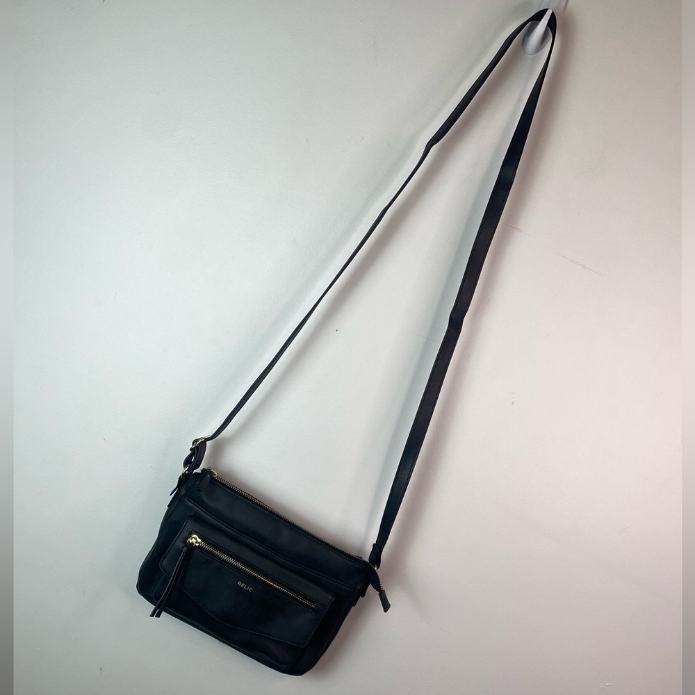 Relic grey leather crossbody purse